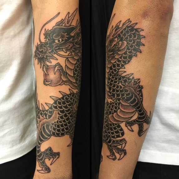 Todays work by Kanae, Dragon on forearm!