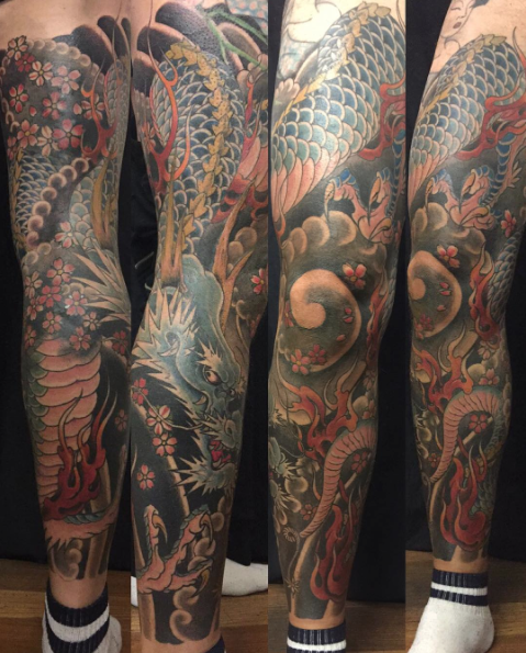 Todays Work - Dragon leg sleeve completed by Ky
